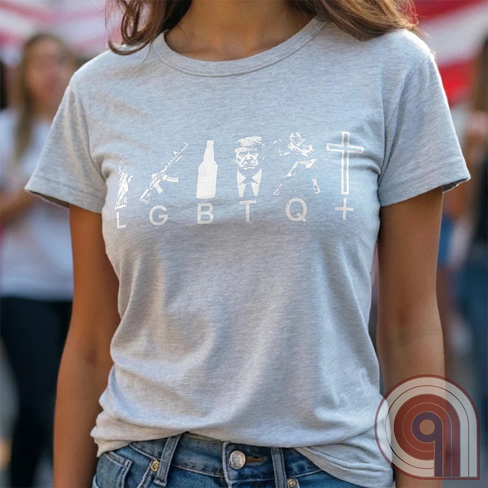 Reclaim the culture with this Liberty, Guns, Beer, Trump, Quarterbacks & Christ—because freedom, faith, firepower, and grit built this country. Featuring an AR-15, football, beer, Lady Liberty and The Cross, this conservative tee is for those who refuse to bow to political correctness. If you believe in the 2nd Amendment, religious freedom, and the right to speak your mind, this is for you. Wear it proudly and remind them: faith, freedom, and firepower are here to stay. Stand tall, stand free. Color: Ash