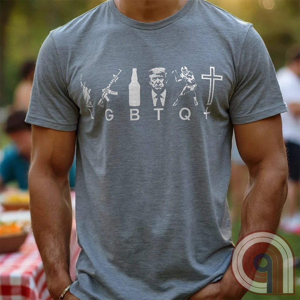 Reclaim the culture with this Liberty, Guns, Beer, Trump, Quarterbacks & Christ—because freedom, faith, firepower, and grit built this country. Featuring an AR-15, football, beer, Lady Liberty and The Cross, this conservative tee is for those who refuse to bow to political correctness. If you believe in the 2nd Amendment, religious freedom, and the right to speak your mind, this is for you. Wear it proudly and remind them: faith, freedom, and firepower are here to stay. Stand tall, stand free. Color: Grey