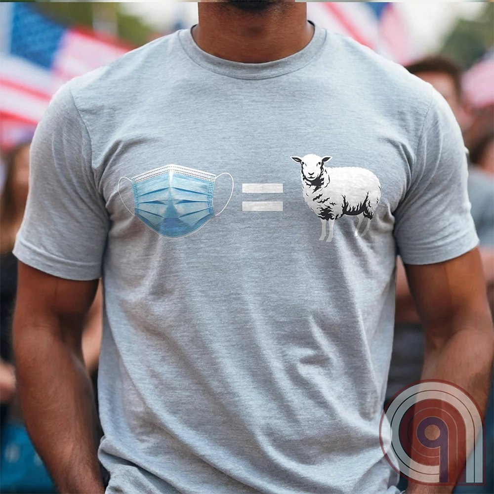 Call out the herd mentality with this 'Mask = Sheep' t-shirt. Reject blind obedience and stand against forced mandates—dare to question the narrative! Pull no punches exposing the absurdity of fools who follow orders without question. It's a statement for rebels, patriots, fighters, and free thinkers who refuse to conform. A bold anti-mask mandate political satire tee designed for conservative humor, anti-conformists, libertarians, and skeptics who see through the propaganda and demand freedom. Color- Ash1