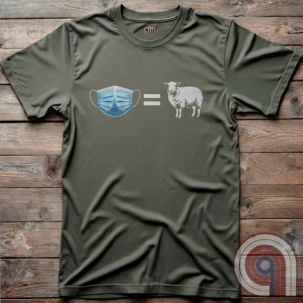 Call out the herd mentality with this 'Mask = Sheep' t-shirt. Reject blind obedience and stand against forced mandates—dare to question the narrative! Pull no punches exposing the absurdity of fools who follow orders without question. It's a statement for rebels, patriots, fighters, and free thinkers who refuse to conform. A bold anti-mask mandate political satire tee designed for conservative humor, anti-conformists, libertarians, and skeptics who see through the propaganda and demand freedom. Color-Green2