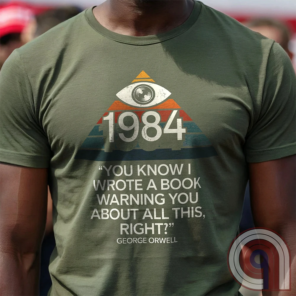 Big Brother Is All Seeing. This Orwellian dystopia shirt captures the chilling reality of mass surveillance, censorship, and authoritarian thought control. Designed for those who reject propaganda and resist digital tyranny, this bold graphic tee is a must-have for defenders of free speech. Every camera, every data log, every restriction—the system grows stronger. Stay vigilant, speak truth, and never submit to those who erase history to control the future. The fight for truth is far from over! Color: Green