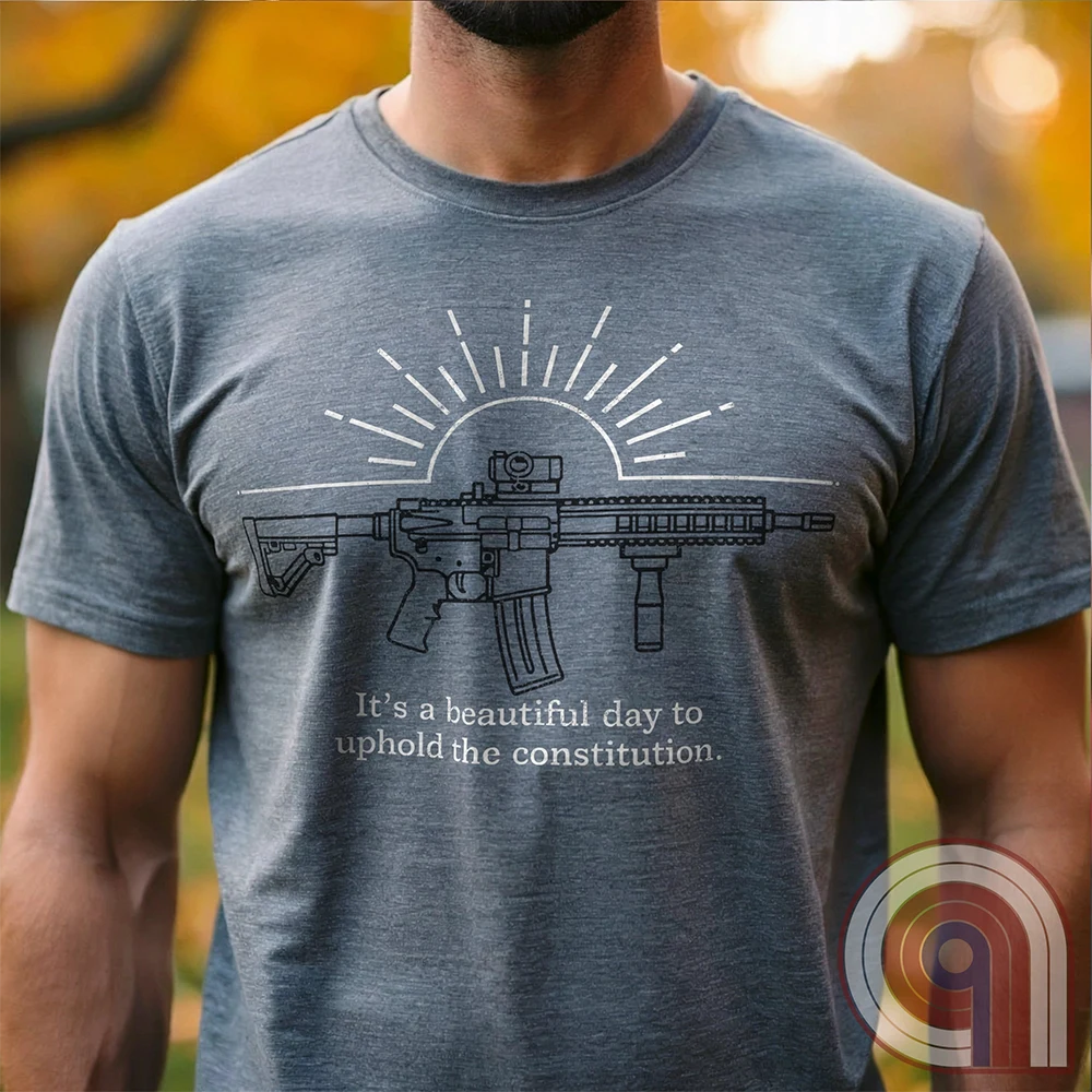 Freedom isn’t given, it’s defended. This ‘It’s a Beautiful Day to Uphold the Constitution’ t-shirt makes it clear—you’re armed, awake, & ready. Featuring an AR-15 against the rising sun, this pro-2A tee is for those who refuse to kneel to gun-grabbers, bureaucrats, or spineless politicians. Wear this bold firearm shirt as a warning: The 2nd Amendment isn’t up for debate. Patriots stand, cowards beg. Choose your side, make your statement, & remind the world why we will never surrender our rights;Color:Grey