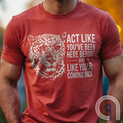 High contrast scarred leopard face predator t-shirt with a battle-worn expression and commanding presence - "act like you've been here before and like you're coming back". Dominance, confidence, courage, and relentless grit, emphasizing an alpha mindset, resilience, discipline, strength, leadership, mental toughness, independence, authority, focus, warrior spirit, primal instinct, perseverance, and fearless attitude tee for those who lead, embrace challenge, endure pressure, and refuse weakness.
Red