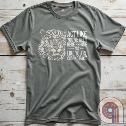 High contrast scarred leopard face predator t-shirt with a battle-worn expression and commanding presence - "act like you've been here before and like you're coming back". Dominance, confidence, courage, and relentless grit, emphasizing an alpha mindset, resilience, discipline, strength, leadership, mental toughness, independence, authority, focus, warrior spirit, primal instinct, perseverance, and fearless attitude tee for those who lead, embrace challenge, endure pressure, and refuse weakness.
Grey
