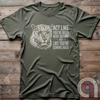 High contrast scarred leopard face predator t-shirt with a battle-worn expression and commanding presence - "act like you've been here before and like you're coming back". Dominance, confidence, courage, and relentless grit, emphasizing an alpha mindset, resilience, discipline, strength, leadership, mental toughness, independence, authority, focus, warrior spirit, primal instinct, perseverance, and fearless attitude tee for those who lead, embrace challenge, endure pressure, and refuse weakness.
Green