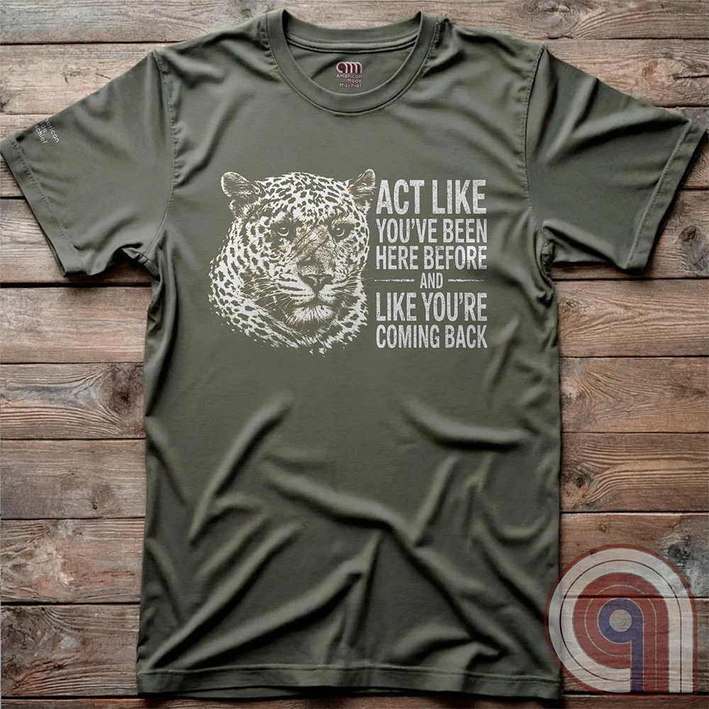 High contrast scarred leopard face predator t-shirt with a battle-worn expression and commanding presence - "act like you've been here before and like you're coming back". Dominance, confidence, courage, and relentless grit, emphasizing an alpha mindset, resilience, discipline, strength, leadership, mental toughness, independence, authority, focus, warrior spirit, primal instinct, perseverance, and fearless attitude tee for those who lead, embrace challenge, endure pressure, and refuse weakness.
Green