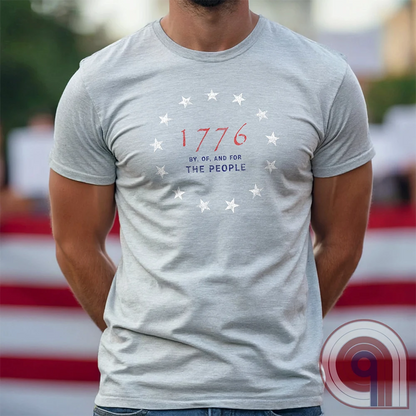 Embrace the revolutionary spirit with this 1776 patriotic t-shirt featuring the 13 stars of the Grand Union Flag, symbolizing the original American colonies & the fight for liberty. This Tee is a tribute to the Founding Fathers & their bold declaration of independence, standing against tyranny & forging a nation built on freedom. Perfect for patriots, history lovers, & defenders of American values, this shirt is a statement of unwavering commitment to liberty, self-rule, & constitutional rights. Color -Ash