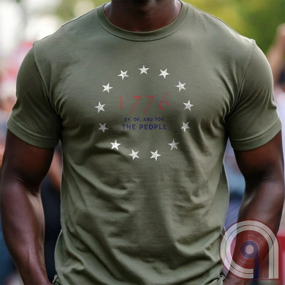 Embrace the revolutionary spirit with this 1776 patriotic t-shirt featuring the 13 stars of the Grand Union Flag, symbolizing the original American colonies & the fight for liberty. This Tee is a tribute to the Founding Fathers & their bold declaration of independence, standing against tyranny & forging a nation built on freedom. Perfect for patriots, history lovers, & defenders of American values, this shirt is a statement of unwavering commitment to liberty, self-rule, & constitutional rights. Color-Grn2