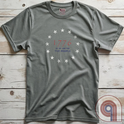 Embrace the revolutionary spirit with this 1776 patriotic t-shirt featuring the 13 stars of the Grand Union Flag, symbolizing the original American colonies & the fight for liberty. This Tee is a tribute to the Founding Fathers & their bold declaration of independence, standing against tyranny & forging a nation built on freedom. Perfect for patriots, history lovers, & defenders of American values, this shirt is a statement of unwavering commitment to liberty, self-rule, & constitutional rights. Color-Grey