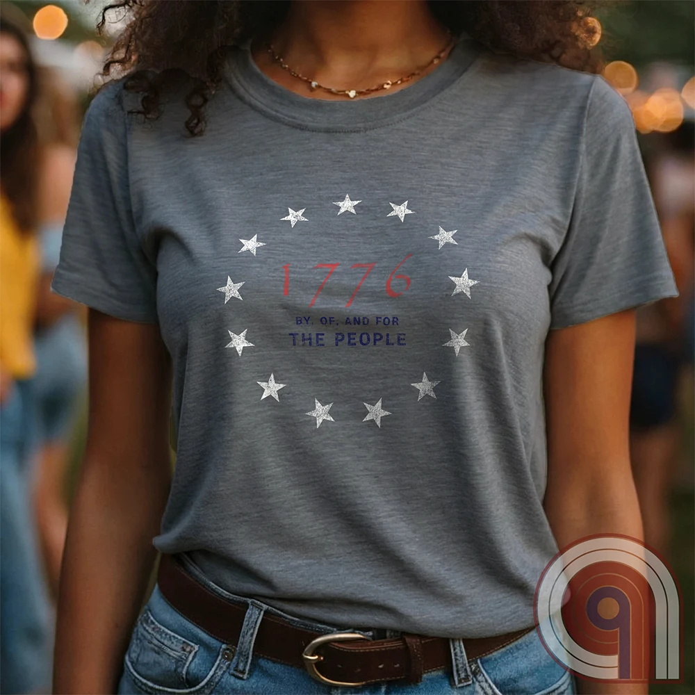 Embrace the revolutionary spirit with this 1776 patriotic t-shirt featuring the 13 stars of the Grand Union Flag, symbolizing the original American colonies & the fight for liberty. This Tee is a tribute to the Founding Fathers & their bold declaration of independence, standing against tyranny & forging a nation built on freedom. Perfect for patriots, history lovers, & defenders of American values, this shirt is a statement of unwavering commitment to liberty, self-rule, & constitutional rights. Color-Grey2