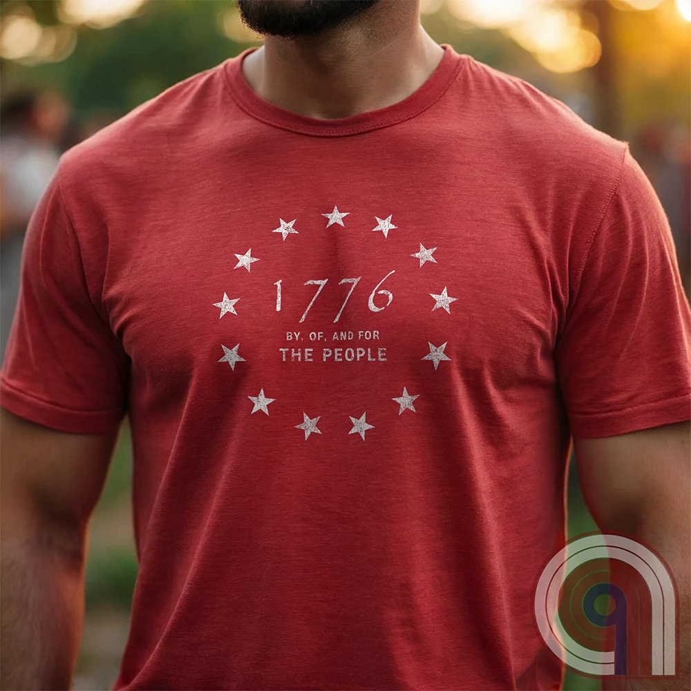 Embrace the revolutionary spirit with this 1776 patriotic t-shirt featuring the 13 stars of the Grand Union Flag, symbolizing the original American colonies & the fight for liberty. This Tee is a tribute to the Founding Fathers & their bold declaration of independence, standing against tyranny & forging a nation built on freedom. Perfect for patriots, history lovers, & defenders of American values, this shirt is a statement of unwavering commitment to liberty, self-rule, & constitutional rights. Color -Red2