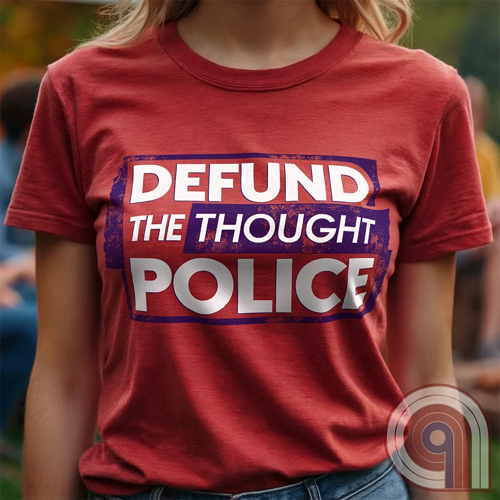 Reject censorship and stand up for free speech with this Defund the Thought Police tee inspired by Orwell’s 1984. A bold statement against authoritarian control, cancel culture, & media manipulation, this freedom of speech apparel is perfect for patriots, independent thinkers, & 1A advocates. Whether you oppose Big Brother, thought crimes, or government overreach, this anti-authoritarian apparel lets you wear your defiance proudly. A conservative shirt that defends liberty and free expression. Color: Red