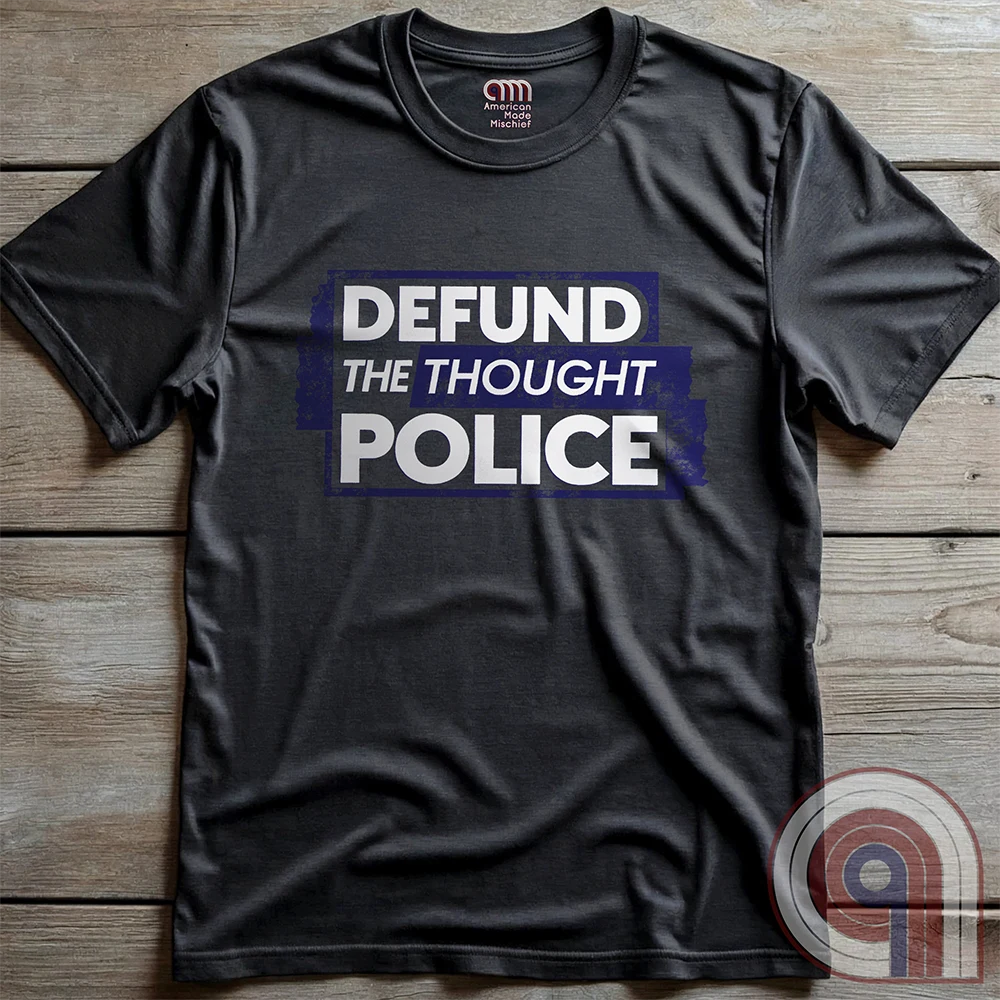 Reject censorship and stand up for free speech with this Defund the Thought Police tee inspired by Orwell’s 1984. A bold statement against authoritarian control, cancel culture, & media manipulation, this freedom of speech apparel is perfect for patriots, independent thinkers, & 1A advocates. Whether you oppose Big Brother, thought crimes, or government overreach, this anti-authoritarian apparel lets you wear your defiance proudly. A conservative shirt that defends liberty and free expression. Color: Charc