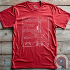 Showcase American air superiority! F-14 Tomcat blueprint t-shirt! A detailed fighter jet schematic, this military aviation apparel is perfect for Top Gun fans, aviation history buffs, and naval aviators. Designed for military supporters and Air Force enthusiasts, this fighter jet tee celebrates the American innovation in aircraft. For any fan of naval aviation, the Navy, or the iconic Highway to the Danger Zone, this naval fighter tee is a must for patriots who respect firepower and freedom. Color: Red