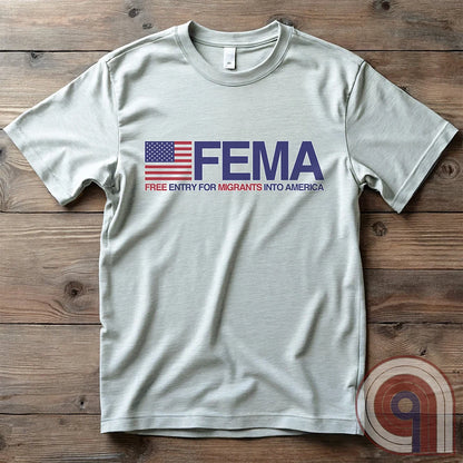 Funny American conservative t shirt highlighting corruption, fraud and the failure of FEMA and the spending of all its resources moving illegal migrants into swing states.
FJB shirt, migrant crisis, illegal immigration shirt; hurricane Helene; Asheville; Western North Carolina; North Carolina Flood; Helene Flood; FEMA T shirt; FEMA tee; funny political tee; humorous tee; funny t shirt; Government corruption shirt; America First shirt - Ash