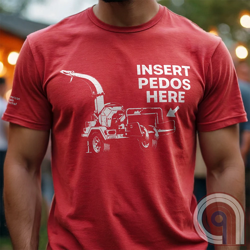 The modern-day justice system is slow, and often ineffective. It’s bureaucratic, it’s political, it’s complicated, and frequently incomplete. The practical imagination naturally wanders toward simpler, more decisive permanent outcomes. This dark humor satire tee celebrates frontier justice, where predators never get the chance to reoffend and the innocent don't live in fear. Hardcore graphic apparel for fans of edgy comedy, rebellious humor, and bold statement tees that refuse to apologize. Red on male