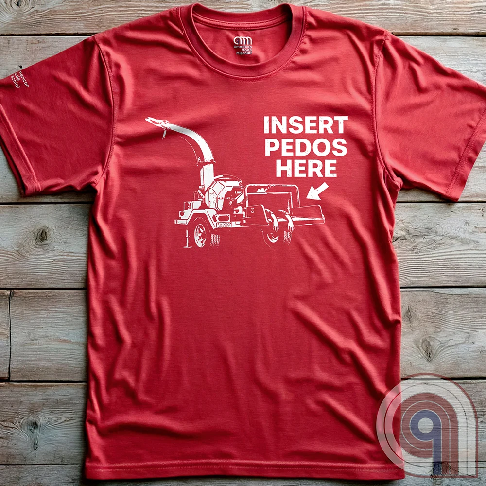 The modern-day justice system is slow, and often ineffective. It’s bureaucratic, it’s political, it’s complicated, and frequently incomplete. The practical imagination naturally wanders toward simpler, more decisive permanent outcomes. This dark humor satire tee celebrates frontier justice, where predators never get the chance to reoffend and the innocent don't live in fear. Hardcore graphic apparel for fans of edgy comedy, rebellious humor, and bold statement tees that refuse to apologize. Red on wood