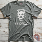 Ah yes, another totally coincidental addition to the Clinton List. This "Don't Make Me Have to Kill Yourself" tee blends dark humor, political satire, and conspiracy theory fuel into one glorious trigger bomb. Perfect for those who love pushing buttons and making brain-washed liberals sweat, it’s a nod to the "mysterious circumstances" that seem to follow certain high-profile names. Wear it and watch fact-checkers scramble, desperate to explain why there’s nothing to see here, folks—move along. Color- Grey