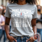 Roll into nostalgia with the Make America Skate Again tee featuring Donald Trump and family hitting the pavement in retro roller-skating style. A throwback to simpler times, this vintage-inspired design blends patriotism with 80s Americana fun. Whether you’re a MAGA supporter, a fan of classic roller rinks, or just love a lighthearted conservative tee, this shirt is for you. Lace up, take a spin, and remind everyone that America rolls best with freedom, family, and a little old-school fun! Color-Ash1