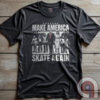 Roll into nostalgia with the Make America Skate Again tee featuring Donald Trump and family hitting the pavement in retro roller-skating style. A throwback to simpler times, this vintage-inspired design blends patriotism with 80s Americana fun. Whether you’re a MAGA supporter, a fan of classic roller rinks, or just love a lighthearted conservative tee, this shirt is for you. Lace up, take a spin, and remind everyone that America rolls best with freedom, family, and a little old-school fun! Color-Charc2