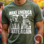 Roll into nostalgia with the Make America Skate Again tee featuring Donald Trump and family hitting the pavement in retro roller-skating style. A throwback to simpler times, this vintage-inspired design blends patriotism with 80s Americana fun. Whether you’re a MAGA supporter, a fan of classic roller rinks, or just love a lighthearted conservative tee, this shirt is for you. Lace up, take a spin, and remind everyone that America rolls best with freedom, family, and a little old-school fun! Color- Green1