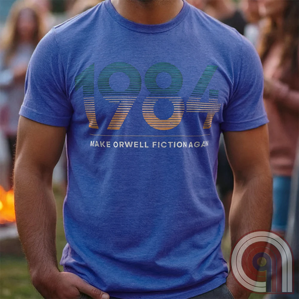 Censorship spreads like wildfire. This ‘Make Orwell Fiction Again’ t-shirt is for those who see past the lies and refuse to bow to the thought police. Featuring a powerful retro design, this shirt is a battle cry for free thinkers and speech warriors who defy controlled narratives. Because words are weapons and history is rewritten daily, this tee is the uniform of the resistance. Wear it and remind them that silence is complicity. The war on reality is waged in every headline and algorithm. Color: Blue