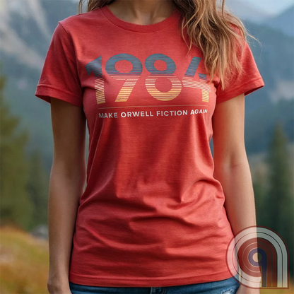 Censorship spreads like wildfire. This ‘Make Orwell Fiction Again’ t-shirt is for those who see past the lies and refuse to bow to the thought police. Featuring a powerful retro design, this shirt is a battle cry for free thinkers and speech warriors who defy controlled narratives. Because words are weapons and history is rewritten daily, this tee is the uniform of the resistance. Wear it and remind them that silence is complicity. The war on reality is waged in every headline and algorithm. Color: Red