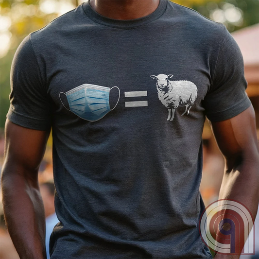 Call out the herd mentality with this 'Mask = Sheep' t-shirt. Reject blind obedience and stand against forced mandates—dare to question the narrative! Pull no punches exposing the absurdity of fools who follow orders without question. It's a statement for rebels, patriots, fighters, and free thinkers who refuse to conform. A bold anti-mask mandate political satire tee designed for conservative humor, anti-conformists, libertarians, and skeptics who see through the propaganda and demand freedom. Color-Charc1