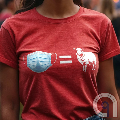 Call out the herd mentality with this 'Mask = Sheep' t-shirt. Reject blind obedience and stand against forced mandates—dare to question the narrative! Pull no punches exposing the absurdity of fools who follow orders without question. It's a statement for rebels, patriots, fighters, and free thinkers who refuse to conform. A bold anti-mask mandate political satire tee designed for conservative humor, anti-conformists, libertarians, and skeptics who see through the propaganda and demand freedom. Color- Red1