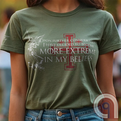 There’s a moment where you stop pretending everything is negotiable. Where belief stops bending and starts locking in. This statement tee lives in that space—where principles aren’t softened, conviction isn’t filtered, and compromise stops being the default. Not emotional. Not reactive. Just settled. Built for those who’ve drawn the line, understand it, and have no interest in moving it for anyone.
Green, on live model female.