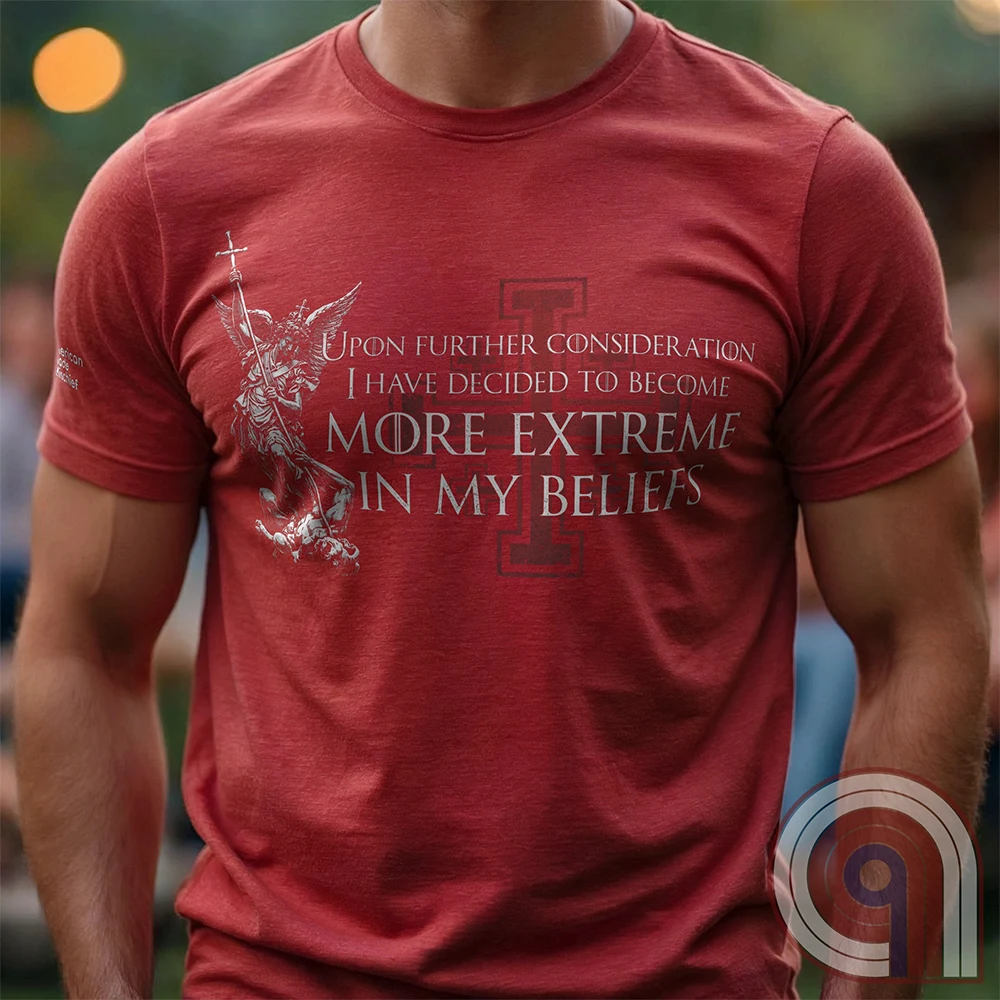 There’s a moment where you stop pretending everything is negotiable. Where belief stops bending and starts locking in. This statement tee lives in that space—where principles aren’t softened, conviction isn’t filtered, and compromise stops being the default. Not emotional. Not reactive. Just settled. Built for those who’ve drawn the line, understand it, and have no interest in moving it for anyone.
Red, on live model male.