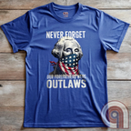 Never forget—our Founding Fathers were outlaws who defied tyranny and risked everything for freedom. This patriotic t-shirt features George Washington wearing an American flag bandana, symbolizing the rebellious spirit that forged a nation. A bold statement for those who stand against government overreach, censorship, & oppression. Perfect for history lovers, 2A supporters, & patriots who honor the fight for liberty. Wear it proudly and remind the world—freedom isn’t given, it’s taken. Color- Blue2