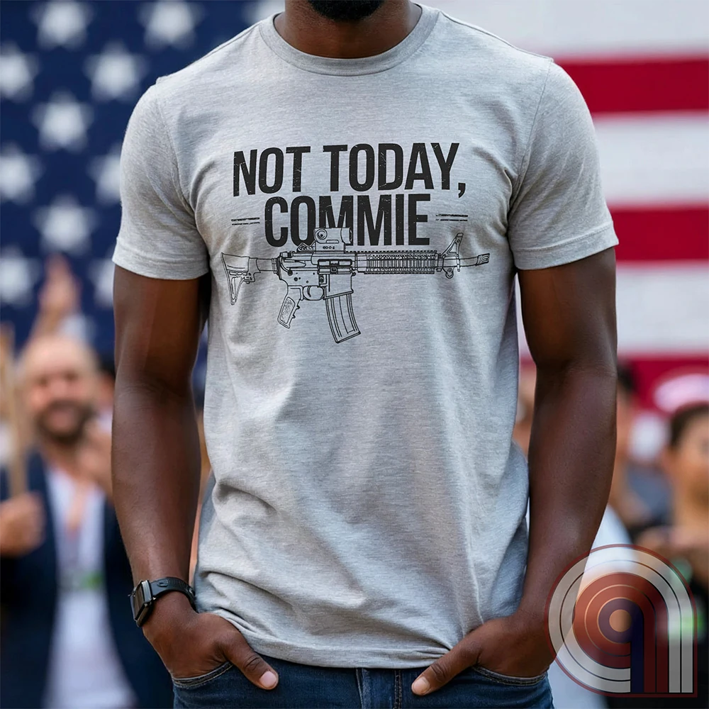 Stand your ground with the Not Today, Commie t-shirt—bold, defiant, and unapologetic. Featuring a detailed AR-15 rifle and a hard-hitting message, this Second Amendment shirt is for patriots who refuse to bow to tyranny. A perfect statement for gun owners, military vets, and freedom lovers who stand against communism, government overreach, and anti-2A agendas. Show your unwavering commitment to self-defense, American liberty, and the right to bear arms. Because freedom isn’t negotiable. Color: Ash