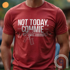 Stand your ground with the Not Today, Commie t-shirt—bold, defiant, and unapologetic. Featuring a detailed AR-15 rifle and a hard-hitting message, this Second Amendment shirt is for patriots who refuse to bow to tyranny. A perfect statement for gun owners, military vets, and freedom lovers who stand against communism, government overreach, and anti-2A agendas. Show your unwavering commitment to self-defense, American liberty, and the right to bear arms. Because freedom isn’t negotiable. Color: Red