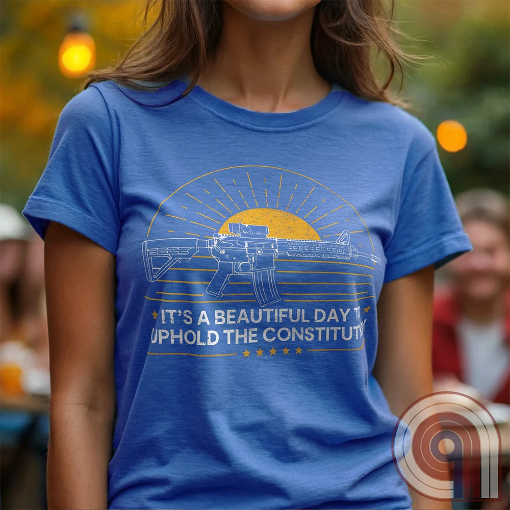 Every sunrise brings another day to stand your ground. This pro-gun rights t-shirt isn’t just a statement—it’s a battle cry. Featuring a minimalist AR-15 silhouette against the morning light, this 2A apparel is made for those who know that freedom comes from the barrel of a gun. For gun owners, veterans, and warriors who refuse to be disarmed. Wear it loudly- This Tee isn’t just about rights—it’s about survival. A bold warning to tyrants: We are locked, loaded, and ready to defend what’s ours. Color- Blue