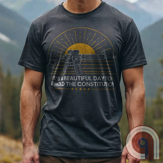 Every sunrise brings another day to stand your ground. This pro-gun rights t-shirt isn’t just a statement—it’s a battle cry. Featuring a minimalist AR-15 silhouette against the morning light, this 2A apparel is made for those who know that freedom comes from the barrel of a gun. For gun owners, veterans, and warriors who refuse to be disarmed. Wear it loudly- This Tee isn’t just about rights—it’s about survival. A bold warning to tyrants: We are locked, loaded, and ready to defend what’s ours. Color- Charc