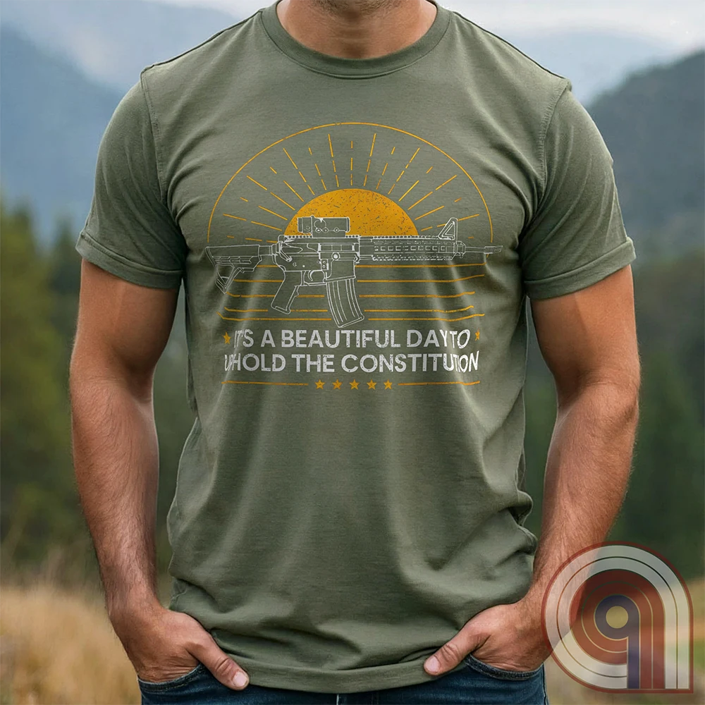Every sunrise brings another day to stand your ground. This pro-gun rights t-shirt isn’t just a statement—it’s a battle cry. Featuring a minimalist AR-15 silhouette against the morning light, this 2A apparel is made for those who know that freedom comes from the barrel of a gun. For gun owners, veterans, and warriors who refuse to be disarmed. Wear it loudly- This Tee isn’t just about rights—it’s about survival. A bold warning to tyrants: We are locked, loaded, and ready to defend what’s ours. Color- Green