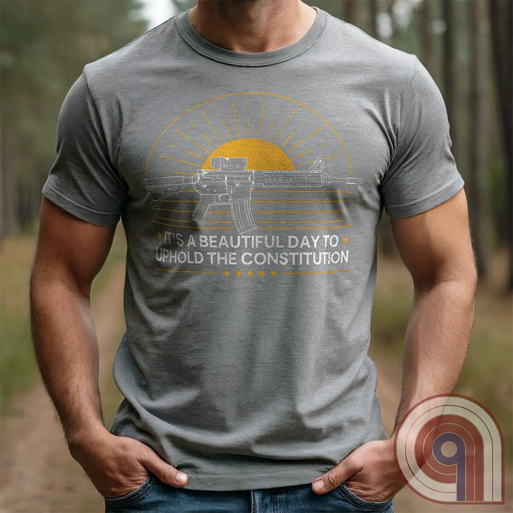 Every sunrise brings another day to stand your ground. This pro-gun rights t-shirt isn’t just a statement—it’s a battle cry. Featuring a minimalist AR-15 silhouette against the morning light, this 2A apparel is made for those who know that freedom comes from the barrel of a gun. For gun owners, veterans, and warriors who refuse to be disarmed. Wear it loudly- This Tee isn’t just about rights—it’s about survival. A bold warning to tyrants: We are locked, loaded, and ready to defend what’s ours. Color- Grey