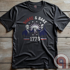 Revolution meets the racetrack with this Talladega Nights-inspired “Shake & Bake 1776” design, featuring George Washington and Benjamin Franklin throwing a victorious fist bump. A patriotic mashup of NASCAR culture and Founding Father grit, this tee celebrates American independence with speed, style, and historical swagger. Perfect for history buffs, liberty lovers, and anyone who believes in freedom, fast cars, and finishing first—because if you ain’t first, you’re last! Comedy Parody Tee. Color-Charc