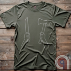 Provocative right-wing satire t-shirt knife & hatchet, symbolizing self-defense and resistance. Inspired by the viral Dundee hatchet girl - "Take Your Own Side," "Stand Your Ground," "Defend Your Homeland," "Hold The Line Against Invaders," & strong "Ausländer Raus" remigration vibes—perfect for unapologetic patriots, conservatives, and libertarians pushing back against open borders, mass migration, and threats to sovereignty & independence. High-contrast, edgy artwork that refuses to back down.
Green