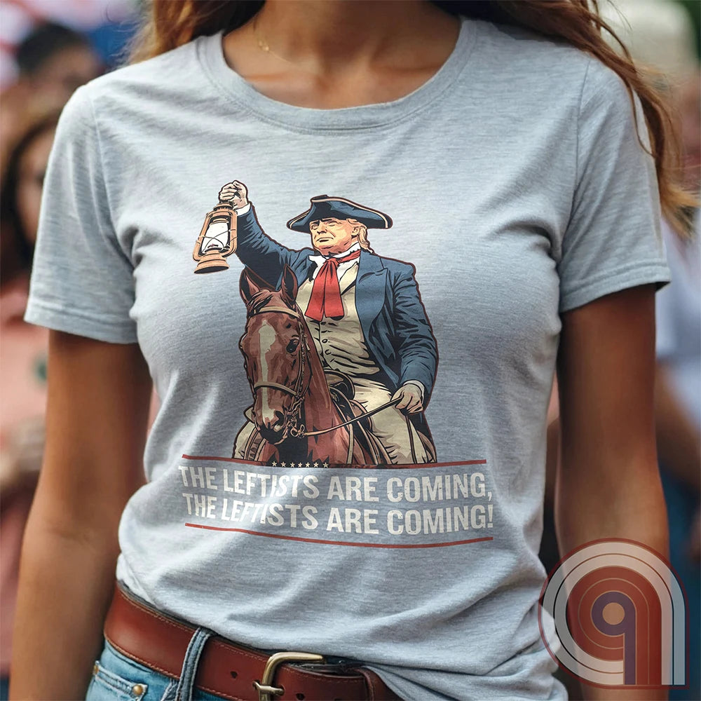 Funny historical Trump Tee - Donald Trump as Paul Revere Warning America About Leftists & Globalists. Show Defiance Against Tyranny with This Patriotic T Shirt and Help Spread The Message To Save America & Make America Great Again!
Trump shirt;Patriotic graphic tee;MAGA humor;Conservative political shirt;Paul Revere t shirt;Pro-America t-shirt;Unisex patriotic apparel;Political satire shirt;Revolutionary War shirt;USA-made conservative tee;Funny Trump tee;anti-Globalist shirt;Modern-day patriot - Ash