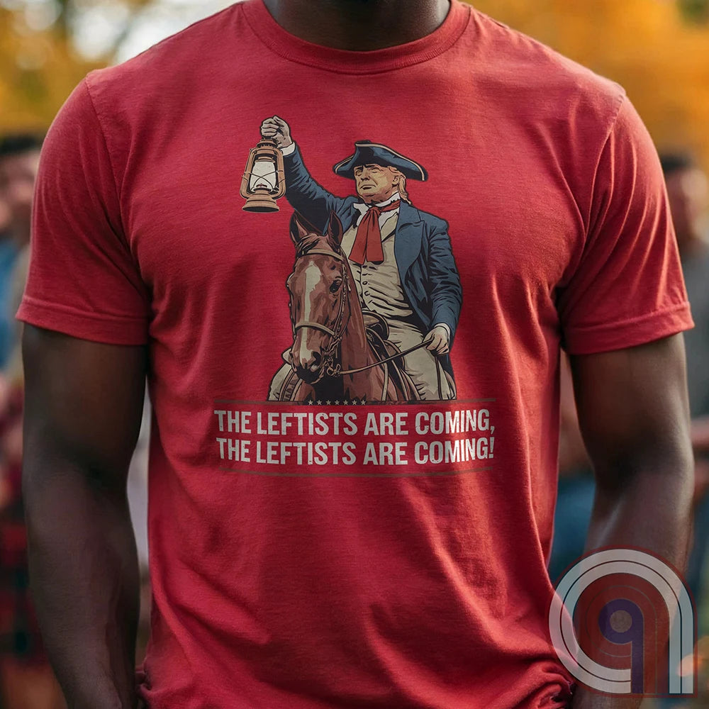 Funny historical Trump Tee - Donald Trump as Paul Revere Warning America About Leftists & Globalists. Show Defiance Against Tyranny with This Patriotic T Shirt and Help Spread The Message To Save America & Make America Great Again!
Trump shirt;Patriotic graphic tee;MAGA humor;Conservative political shirt;Paul Revere t shirt;Pro-America t-shirt;Unisex patriotic apparel;Political satire shirt;Revolutionary War shirt;USA-made conservative tee;Funny Trump tee;anti-Globalist shirt;Modern-day patriot - Red