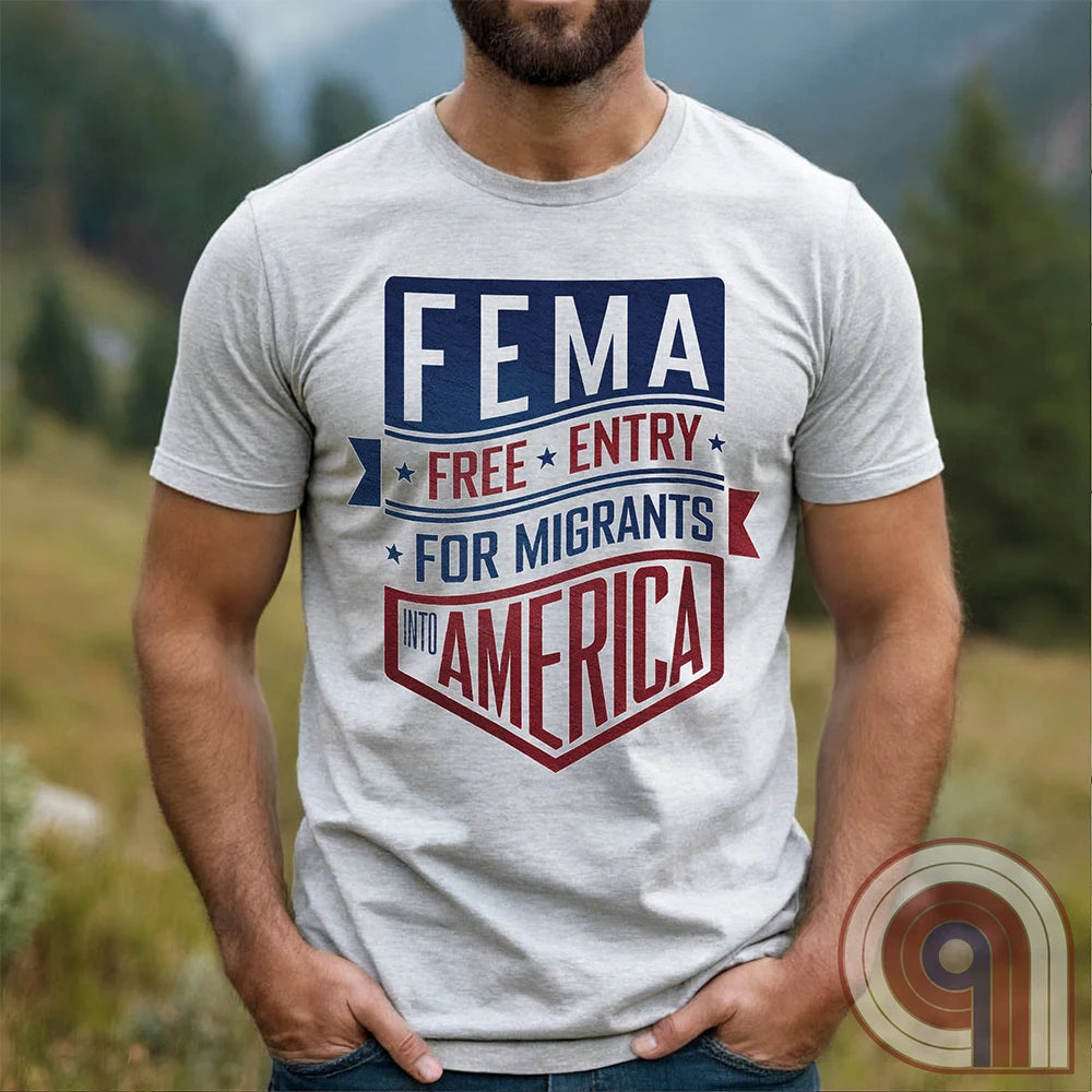 Funny American conservative patriot t shirt highlighting political corruption, fraud and failure of FEMA under the Biden Administration, and the spending of emergency funds to move illegal migrants into small communities in American swing states.
FJB shirt; migrant crisis shirt; illegal immigration shirt; hurricane Helene; North Carolina Flood; Helene Flood; FEMA T shirt; FEMA Fail tee; Epic Fail shirt; funny political tee; humorous tee; funny t shirt; Government corruption shirt; America First - Ash