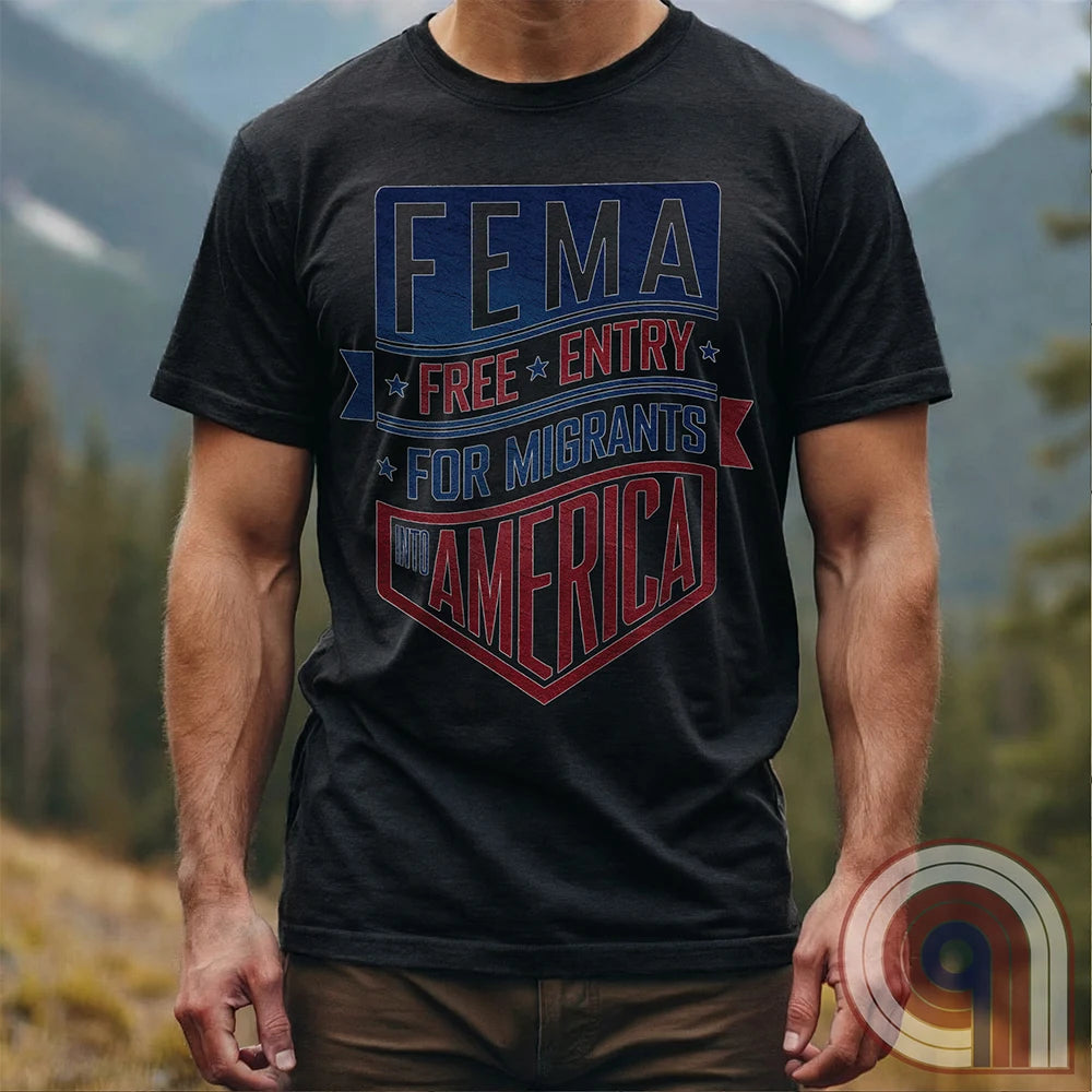 Funny American conservative patriot t shirt highlighting political corruption, fraud and failure of FEMA under the Biden Administration, and the spending of emergency funds to move illegal migrants into small communities in American swing states.
FJB shirt; migrant crisis shirt; illegal immigration shirt; hurricane Helene; North Carolina Flood; Helene Flood; FEMA T shirt; FEMA Fail tee; Epic Fail shirt; funny political tee; humorous tee; funny t shirt; Government corruption shirt; America First - Charcoal