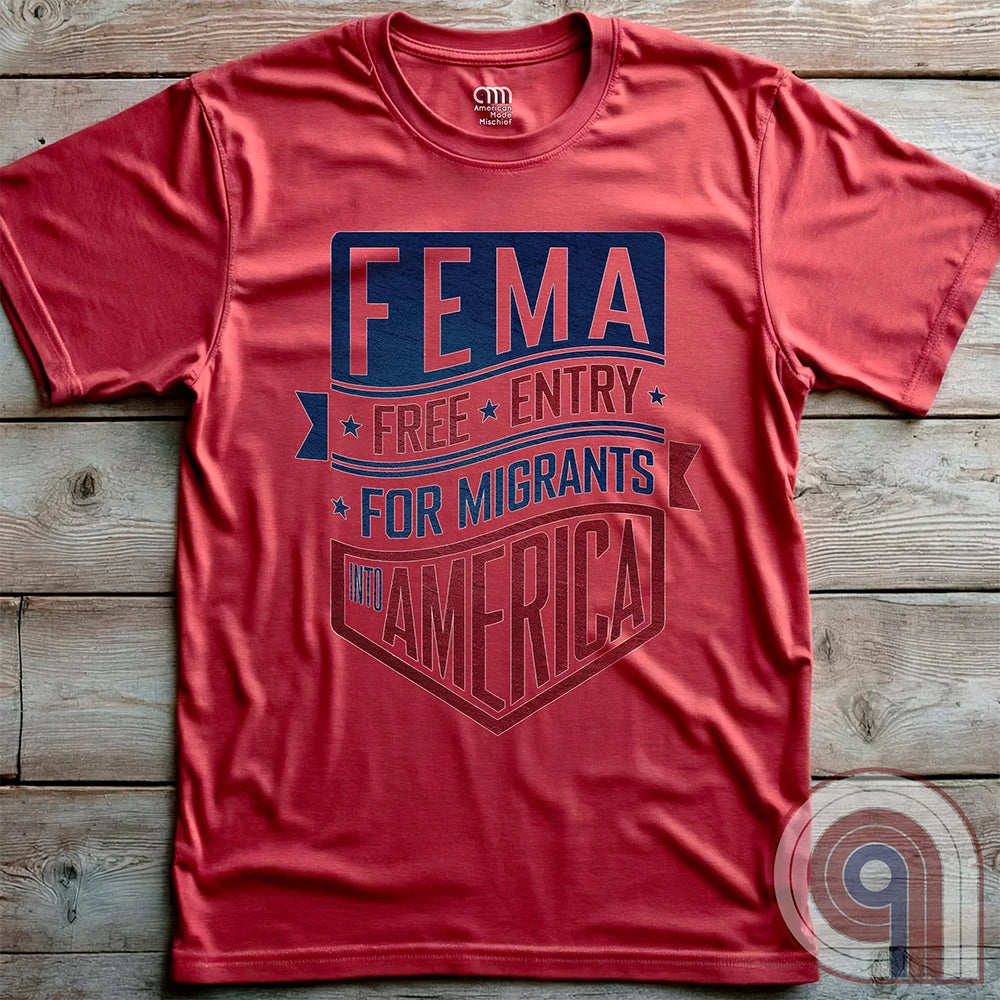 Funny American conservative patriot t shirt highlighting political corruption, fraud and failure of FEMA under the Biden Administration, and the spending of emergency funds to move illegal migrants into small communities in American swing states.
FJB shirt; migrant crisis shirt; illegal immigration shirt; hurricane Helene; North Carolina Flood; Helene Flood; FEMA T shirt; FEMA Fail tee; Epic Fail shirt; funny political tee; humorous tee; funny t shirt; Government corruption shirt; America First - Red