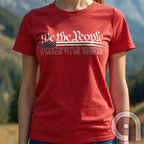 Show your patriotism with this bold 'We The People' t-shirt, featuring the iconic preamble of the U.S. Constitution. With a distressed American flag backdrop, this design is a statement for those who believe in defending the Constitution, freedom, & liberty. Ideal for patriots, conservatives, and constitutionalists who value the Bill of Rights & American history. A must-have for those who oppose government overreach, censorship, and revisionist history. Wear it proudly as a tribute to America. Color: Red 2