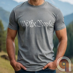 Show your patriotism with this bold 'We The People' t-shirt, inspired by the U.S. Constitution. Featuring classic calligraphy from the founding document, this design represents American freedom, liberty, & the power of the people. Perfect for proud patriots, constitutionalists, & those who stand for individual rights. Celebrate the Bill of Rights, defend the Second Amendment, & stand for limited government with this statement of American values, independence, self-governance, & personal liberty. Color-Grey2
