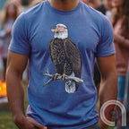 Declare your independence with this striking Pro USA t-shirt featuring America’s ultimate symbol of freedom—the bald eagle—sporting American flag sunglasses. It’s not just a patriotic tee—it’s a statement of strength, sovereignty, and pride. 
Bald eagle t-shirt;Patriotic eagle shirt;American flag sunglasses design;USA freedom shirt;Pro-America graphic tee;Unisex patriotic t-shirt;Eagle with American flag glasses shirt;Conservative values;July 4th eagle t-shirt;USA-made freedom apparel;MAGA;1776; - Blue