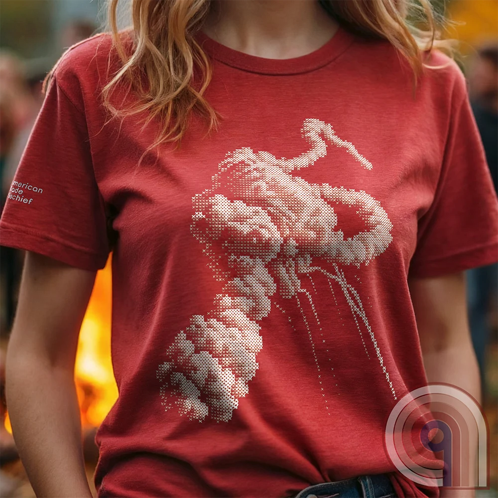 1986 NASA Space Shuttle Challenger Explosion Cross Stitch Tee