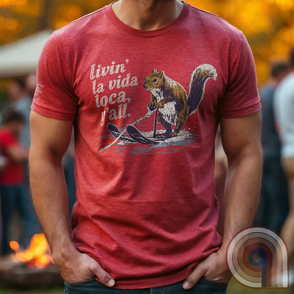 Livin' La Vida Loca Y'all - Skiing Squirrel Tee